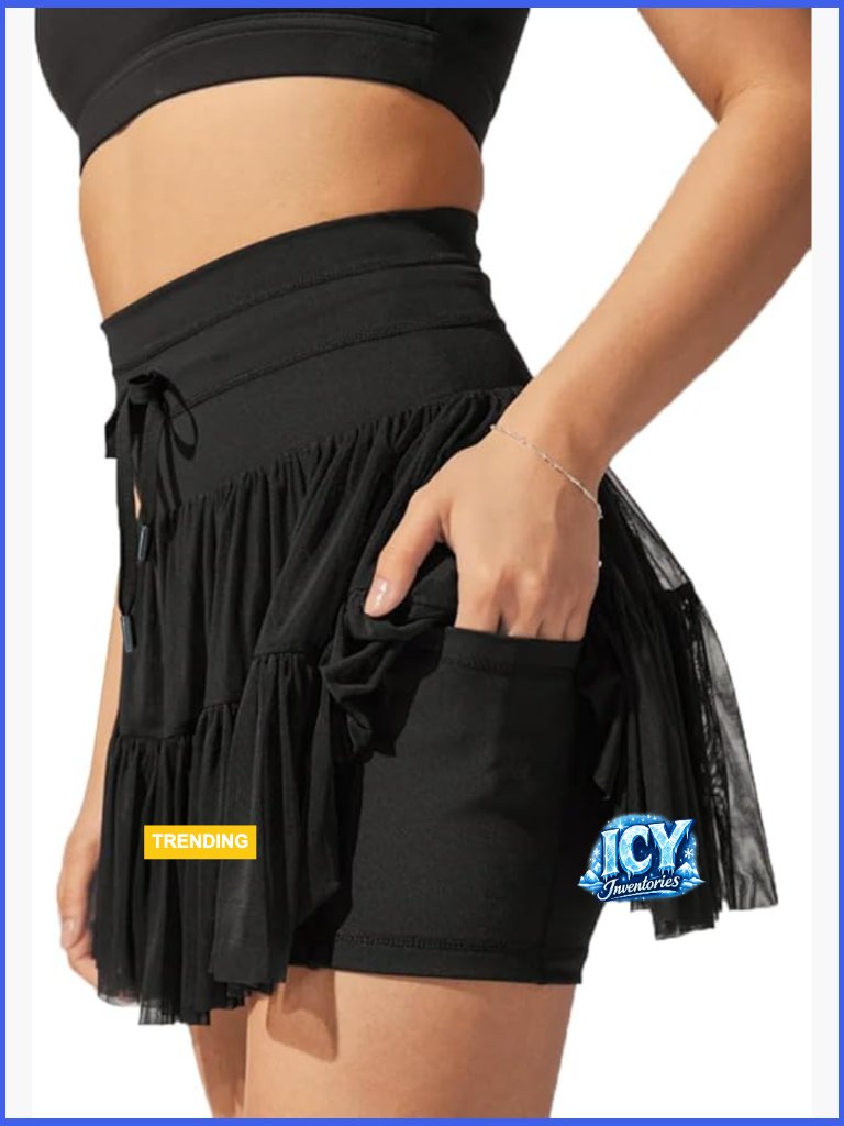 High Waisted Athletic Skort With Built-In Shorts For Yoga Tennis